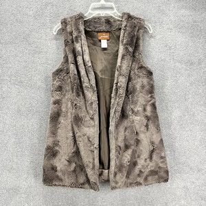 Prairie‎ Faux Fur Vest Womens Size M Brown Open Front